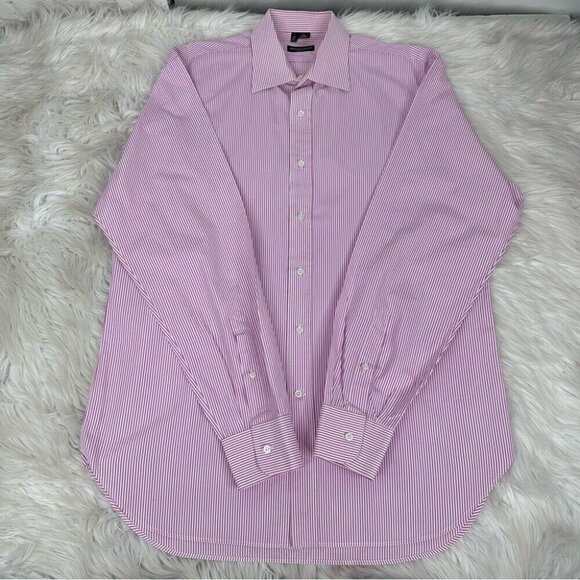Bergdorf Goodman Mens Pink Striped Designer Business Career Shirt EU 42/16.5/C47 - Picture 2 of 11